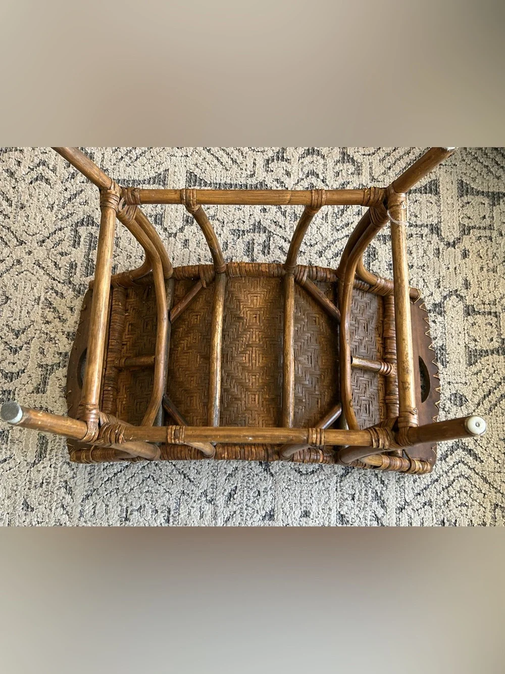 Vintage Woven Rattan Accent Bench - Brown